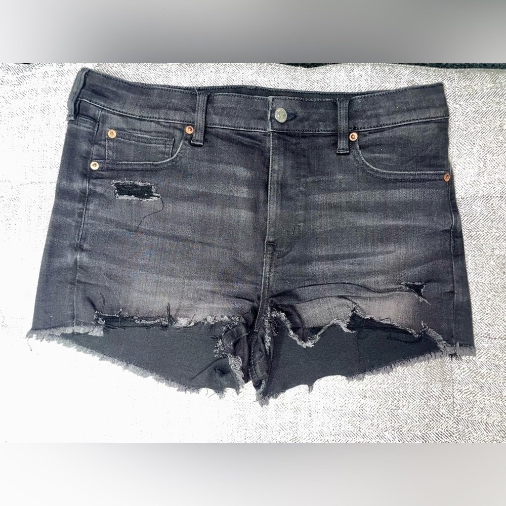 American Eagle Outfitters Charcoal Distressed Jean Shorts